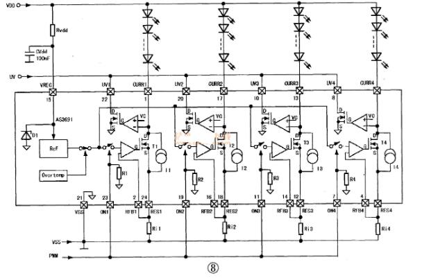 白光LED驱动芯片的典型应用电路