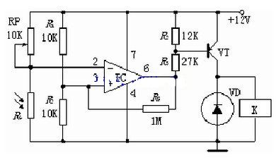 光敏电阻式光控开关典型应用电路