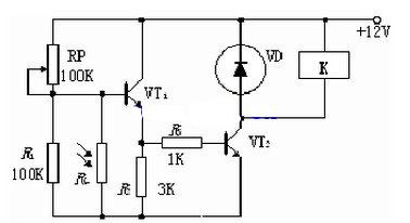 光敏电阻式光控开关典型应用电路