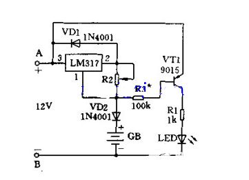 最简单12v恒流恒压充电电路图