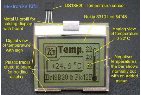 采用NOKIA3310液晶屏及DS18B20制造的数字温度计