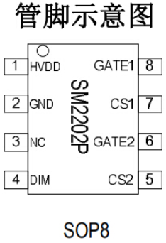 两段恒流DIM调光端口控制电源icSM2202P应用