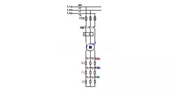 三相绕线式异步电动机串电阻启动接线图