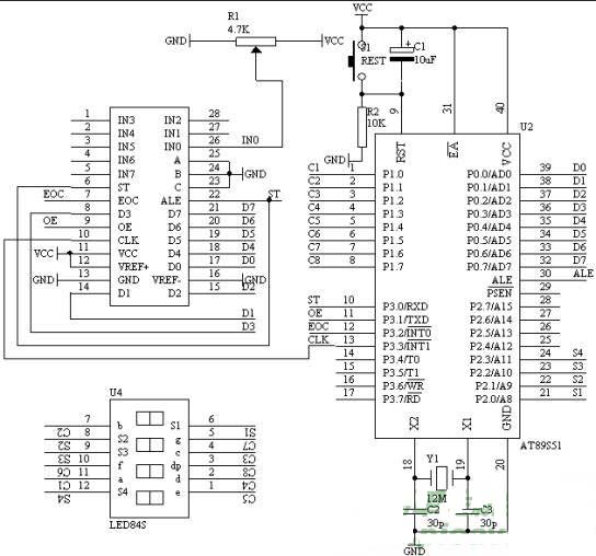 单片机AT89S51与ADC0809设计一个数字电压表