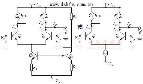 差动放大器简介-差动放大器的作用-差分动放大器原理-电路图-使用恒流源的差动放大器