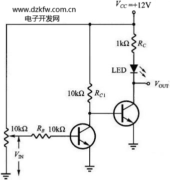 图6、改良三极管开关电路-达林顿电路图