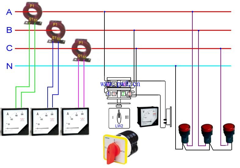 电流互感器接电流表和电压表时的接线方式