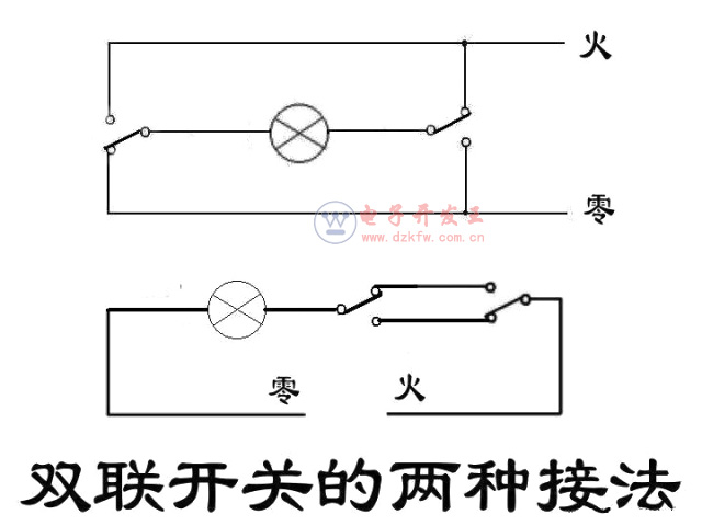 双联开关的两种接法，双联开关的接线图